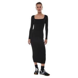 Aritzia NWOT The Group Babaton Black Retreat Square Neck Long Sleeve Maxi‎ Dress
